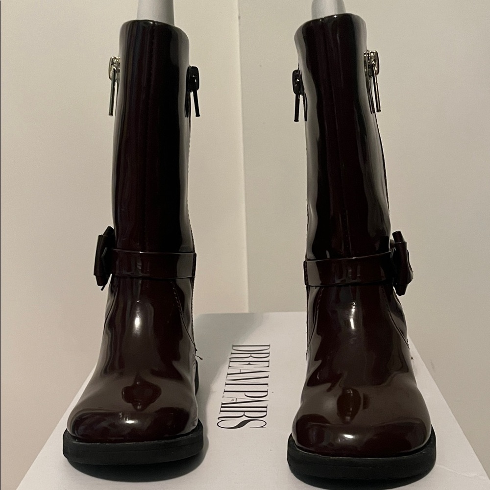 Dream Pairs Kids Glossy Brown Boots - Picture 4 of 4
